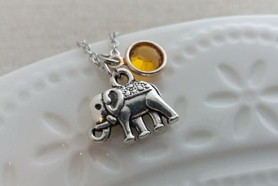 Elephant birthstone best sale necklace