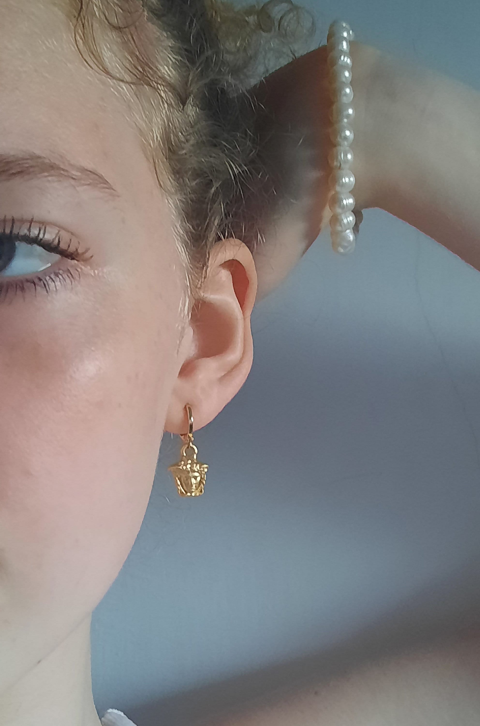 Lv hoop earrings etsy deals