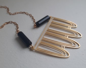 Geometric Brass Necklace. Brass Art Deco Necklace. Boho Chic Necklace. Layering Necklace. Statement Jewellery. Brass Necklace. Gift Idea