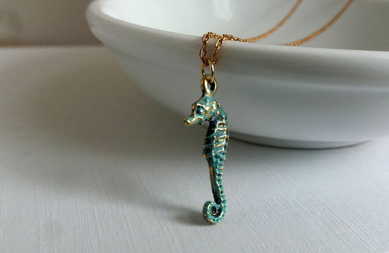 Vintage Gold Dipped Seahorse Pendant on 24 Gold Chain