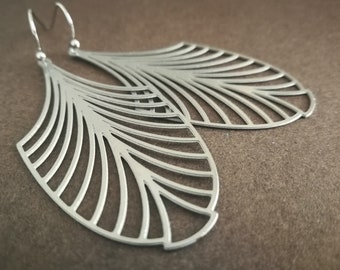 Steel Art Deco Earrings, Large Art Deco Earrings, Geometric Earrings, Boho Chic, Large Earrings, Modern Earrings, Architectural Earrings