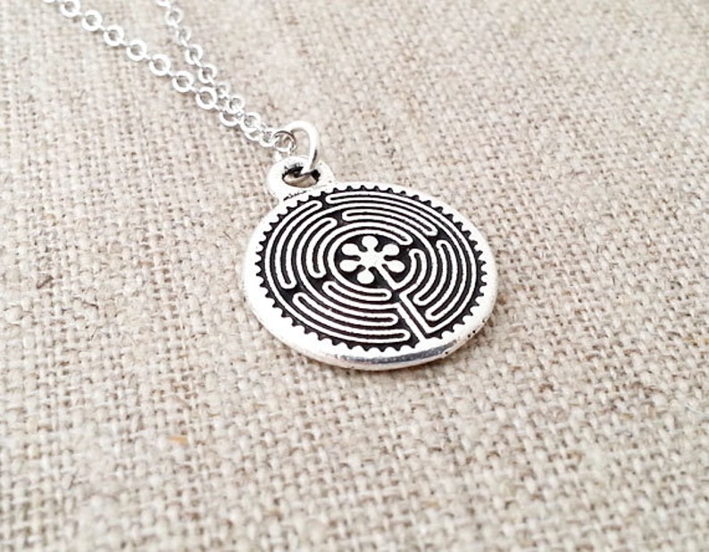 Silver Labyrinth Necklace Meval Renaissance Layering Maze Tation Yoga Round Pendant Necklaces Jewelry Valresa Com - Labyrinth Pendant Sterling Silver