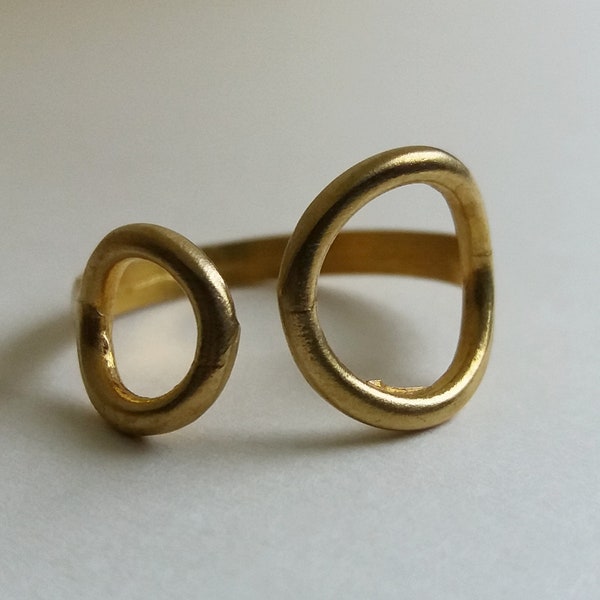 Double Circle Ring. Minimal Ring. Brass Ring. Geometric Ring. Midi Ring. Boho Ring. Bohemian Ring. Adjustable Ring. Infinity Ring