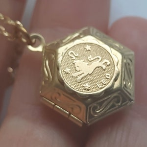 Brass Hex Locket Necklace. Zodiac Locket Necklace. Golden Locket. Aquarius Locket. Aries Locket, Virgo Locket. Libra Locket. Taurus Locket image 2