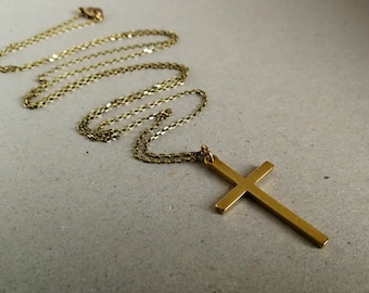 Vintage Cross Necklace. Gold Brass Cross Necklace. Vintage Cross. Bohemian Cross Necklace. Boho Chic. Cross Jewelry