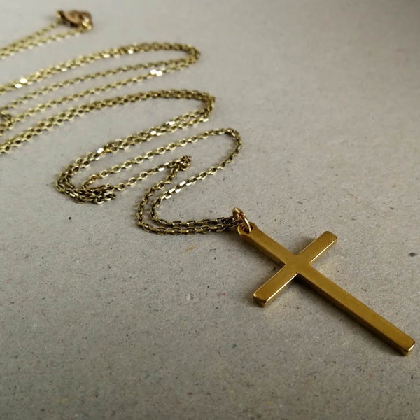 Vintage Cross Necklace. Gold Brass Cross Necklace. Vintage Cross. Bohemian Cross Necklace. Boho Chic. Cross Jewelry