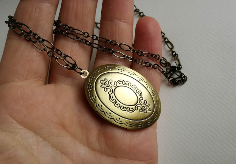 Vintage Oval Locket Necklace. Oval Brass Locket. Large Locket Etsy