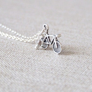 Silver Bike Necklace. Silver Bicycle Necklace. Tiny Bicycle. Bicycle Jewelry. Sports Jewelry. Tour De France