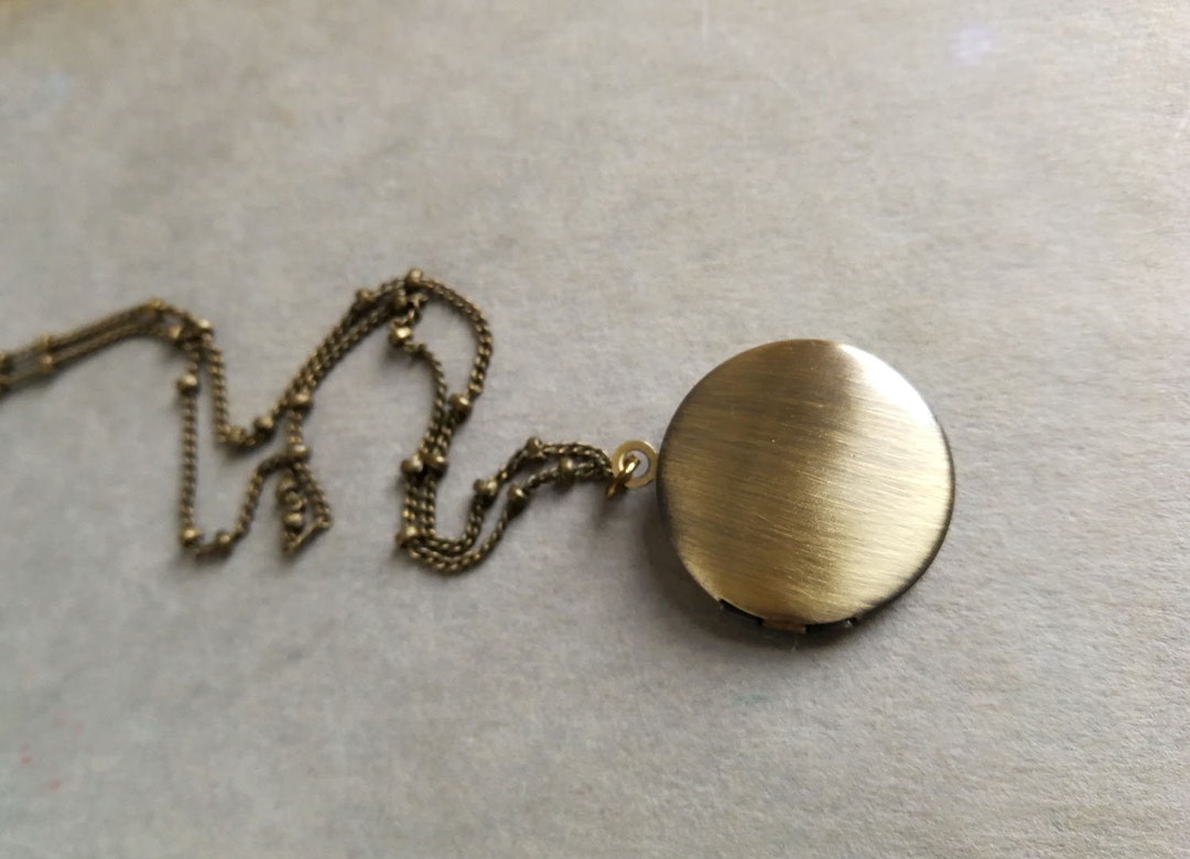 Small Locket Necklace. Brass Locket. Antique Gold Locket. Etsy