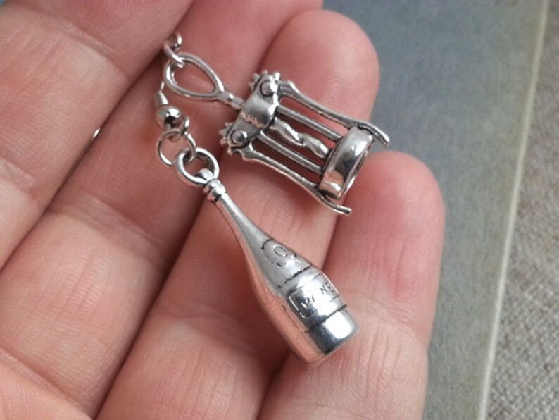 Wine Corkscrew Earrings Silver Earrings Wine Lover Party Etsy