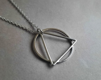 Silver Geometric Necklace. Recovery Symbol Necklace. Silver Triangle Necklace. AA Unity. Sobriety Gift.  Sobriety Symbol Pendant. Gift Idea