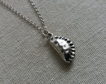 Silver Cornish Pie Necklace. SilverCornish Pie. Food Jewelry. Cornwall Pie Pendant. Pastry Necklace