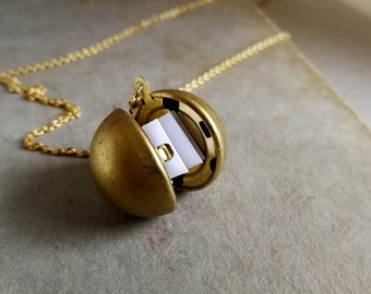 Ball Locket, Sphere Locket, Planet Locket, Globe Locket, Secret Message, Vintage Locket, Personalized Gift, Christmas Gift, Boho Jewelry