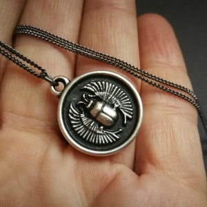 Collar De Plata Personalizado Con Escarabajo Egipcio Moderno Para Hombre, Colgante De La Mitología Egipcia Con Amuleto De Buena Suerte Para él O Ella, Joyería Del Antiguo Egipto. - España