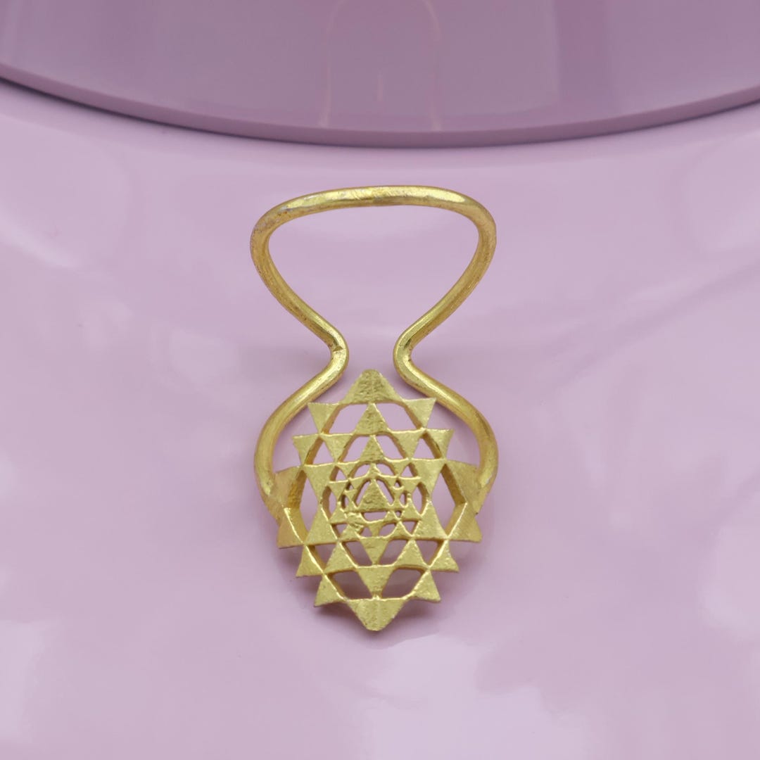 Scared Geometry Ring Sri Yantra Gold Ring, Sacred Geometry Adjustable Ring, Spiritual ...