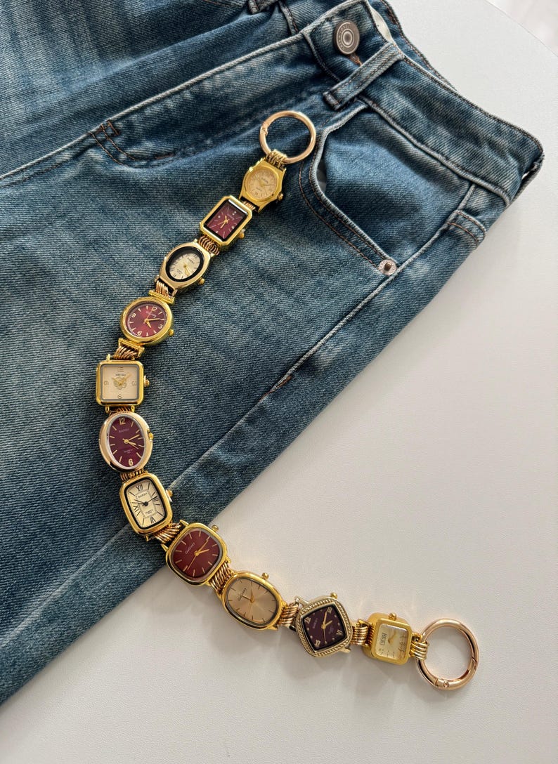 Red Watch Waist Chain Belt,y2k Gold Multi Watch Link Belt,retro Clock ...