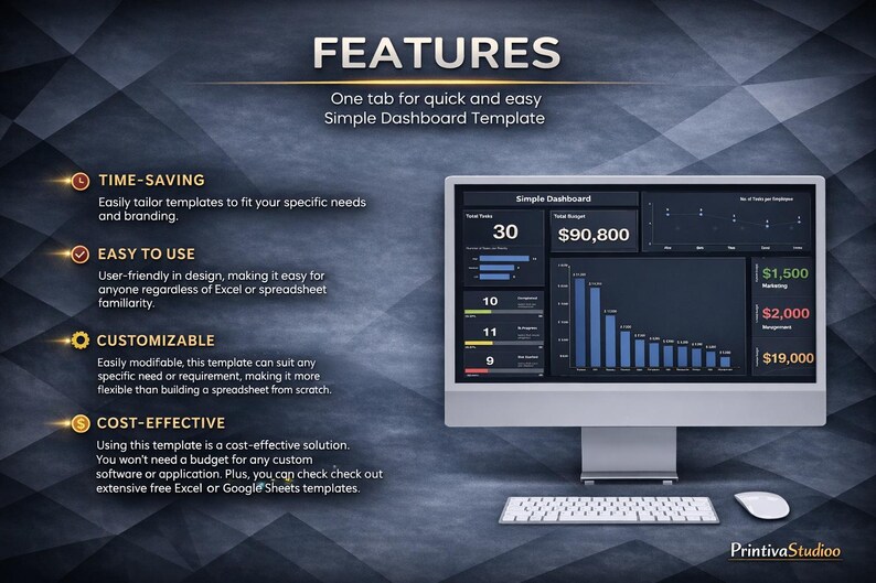 Editable Google Sheets Dashboard Template - Visual Data Tracker for ...