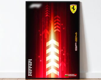 Poster Ferrari SF-24 F1 | Compatible technique | Art numérique pour poster mural | Impression numérique F1 | Compatible technique 42207 | Affiche Formule 1