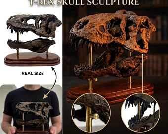 ティラノサウルス・レックスの頭蓋骨レプリカ – リアルな恐竜化石彫刻