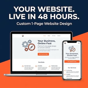 Custom One Page Website, Built in 48 Hours After Your Content, Mobile Responsive Site for Small Business and Etsy Sellers image 1