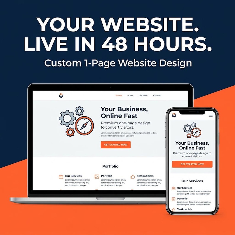 Custom One Page Website, Built in 48 Hours After Your Content, Mobile Responsive Site for Small Business and Etsy Sellers image 1