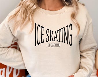 Ice Skating Club Sweatshirt, Minimalist Skater Gift