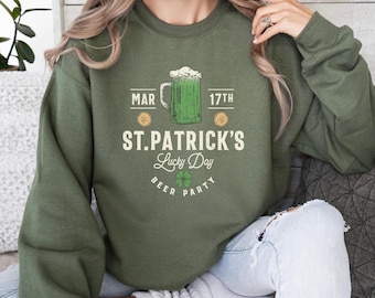 St Patricks Day Beer Team Sweatshirt, Shamrock Crewneck, Irish St Paddys Pub Crawl Shirt, Beer Lover Shirt