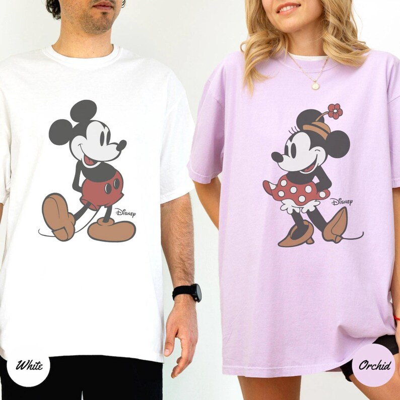 Comfort Colors® Retro Mickey Mouse Shirt, Disney Mickey Minnie Mouse Classic Pose Couple Shirt, Disney Couple Matching Shirt, Disneyland Tee image 4