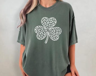 Leopard Shamrock Shirt, Cute St Patricks Day Long Sleeve, Womens Shenanigans Shirt, Lucky Sweatshirt, Irish Shirt, Four Leaf Retro