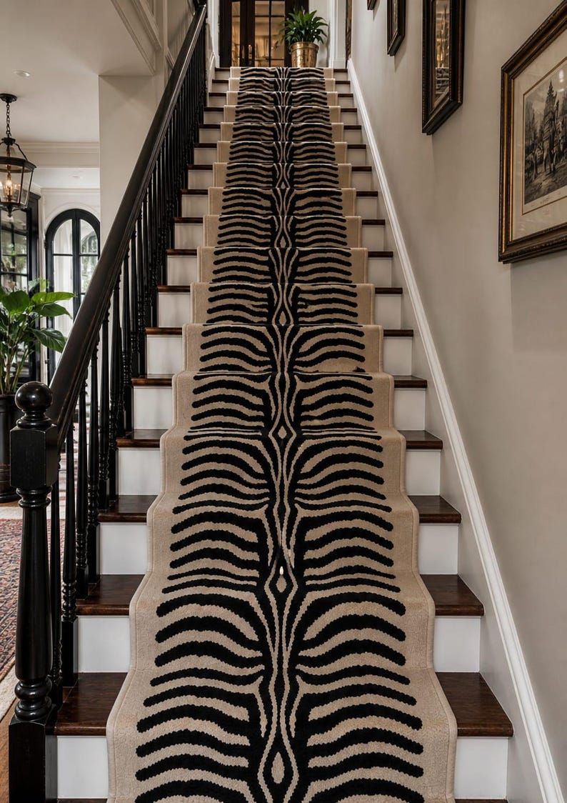 Stair Runner Rug Pattern Zebra Print Stair Runner, Animal Print Stair Carpet , Custom Size ...