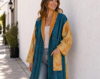 Reversible Kantha Cotton Silk Jacket | Hand Embroidered Designer Layer