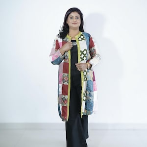 Handmade Patchwork Long Jacket | Boho Statement Coat, Indo Western Designer Wear