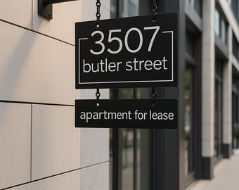 Custom Steel Blade Sign | Double-Sided 3D Storefront Business Signage | Modern Hanging Shop Name Sign