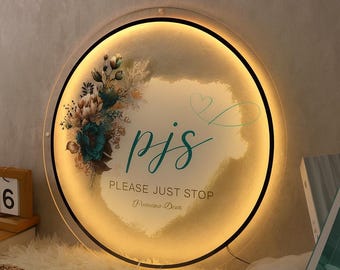 Acrylic Neon Sign | Personalized LED Business Sign | Salon & Office Logo Sign | Custom Shape LED Sign | Light-Up Sign | Round Acrylic Sign