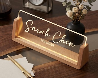 Personalized Desk Name Plate, Acrylic Desk Name Plate, Graduation Job Title Nameplate, Professional Office Gifts for Boss Coworkers,