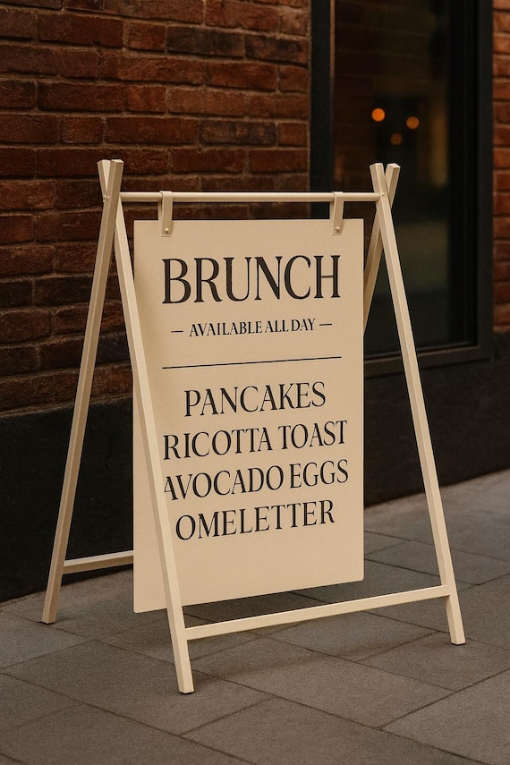 Custom A-Frame Outdoor Sidewalk Signs, Sandwich Signage, Swinging Signage, Outdoor Cafe Sign, Double Sided Sign.