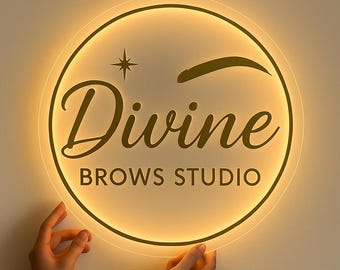 Custom LED Acrylic Neon Sign – Personalized 3D Business Logo Light | Modern Wall Decor for Salons, Offices & Shops