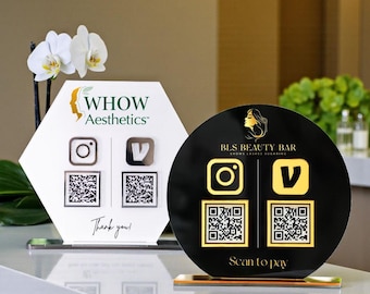 Custom Acrylic QR Code Sign | Payment & Social Media Display