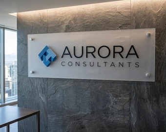 Acrylic Office Sign, Custom Office Wall Decor, Business Logo Signage, Personalized Reception Sign, Company Name Sign