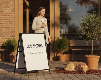 Custom Sidewalk Business Sign, Standing Street Display, A frame Swinging Signage, Outdoor Swinging Sign, Double Sided Sign.