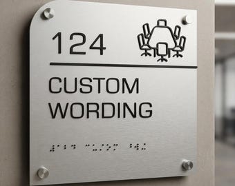 Custom text ADA door sign, Braille Room Signs, Business Accessible Signage, ADA Wall Sign