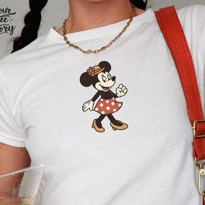 Retro Minnie Mouse Disney Baby Tee, Classic Minnie Baby Tee, Magic Kingdom Shirts, Classic Mickey Baby Tee, Y2k 90s Style Minnie Mouse Tee image 1