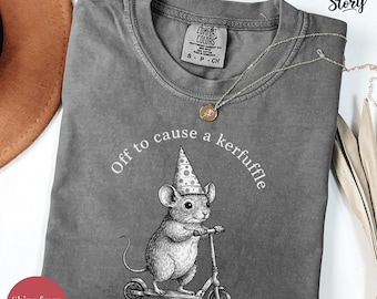 Camiseta de colores cómodos para causar un alboroto, suéter divertido de scooter de marmota, camiseta de salud mental de animales tontos, camiseta sarcástica de humor para adultos
