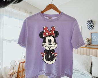 Comfort Colors® Minnie Boxy Cropped Shirt, Cute Minnie Shirts, Retro Minnie T-shirt, Mouse Shirt, Family Vacation Tshirt, Minnie Lover Gift