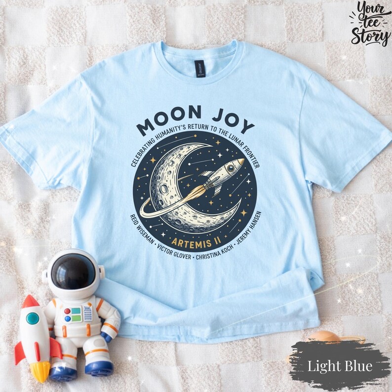 Moon Joy Artemis II Shirt Lunar Mission Tee, Crewed Moon Flyby Graphic Top, Humanity Returns to the Moon Gift image 10