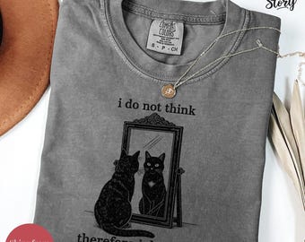 No pienso, luego no existo, camiseta de gato divertido, sudadera grunge, camiseta vintage, años 80, años 90, retro, camiseta de bruja, gótica, emo, camiseta punk
