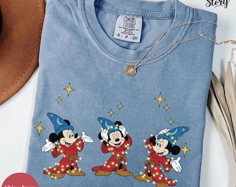 Walt Disney Fantasia Mickey Watercolor T-Shirt,Fantasia Mickey Shirt,Comfort Color®,Mickey Sorcerer Sweater,Disneyland Family Matching Shirt