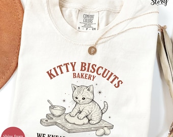 Camiseta de gato con colores cómodos, camiseta divertida de gato, sudadera de masa madre, camiseta de meme de gato, camiseta de gato, camiseta de galleta, camiseta de panadería, camiseta de regalo para amantes de los gatitos