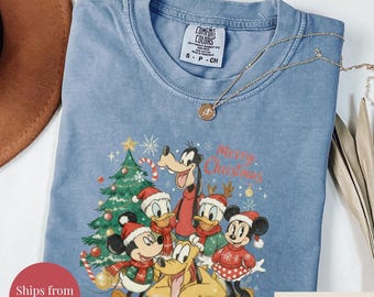 Camiseta navideña de Mickey, Camiseta de fiesta navideña de Disney, Sudadera navideña familiar de Disneyland, Camiseta navideña de Mickey y sus amigos