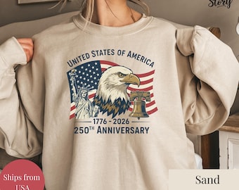 Amerika 250 Sweatshirt, USA 250-jähriges Jubiläumsgeschenk, Freiheitsstatue Shirt, Patriot Adler Feier 1776-2026 Shirt